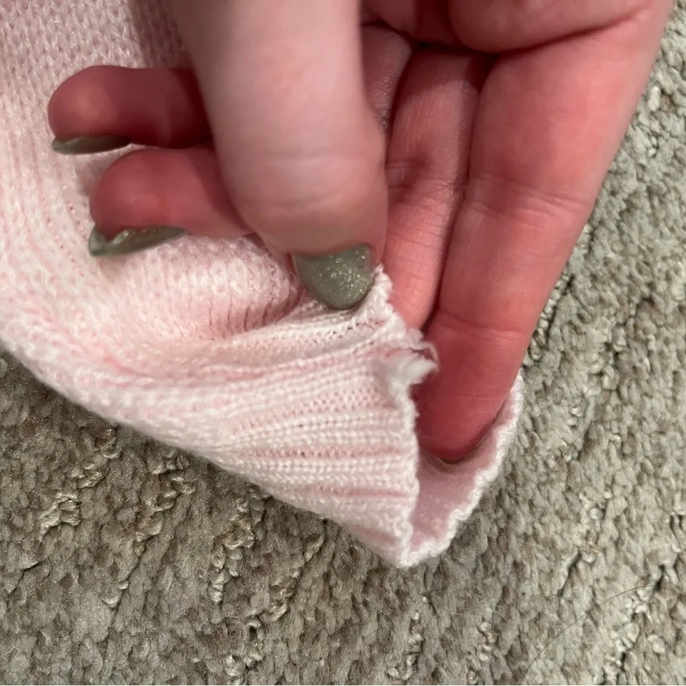 Vintage Friemanit knit white & pink bunny zip up jacket - size 9 month